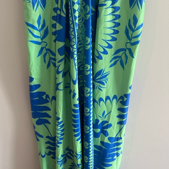 Cupshe Vibrant Blue and Green Maxi Tropical Plunging Sleeveless Maxi Dress m - Picture 4 of 7